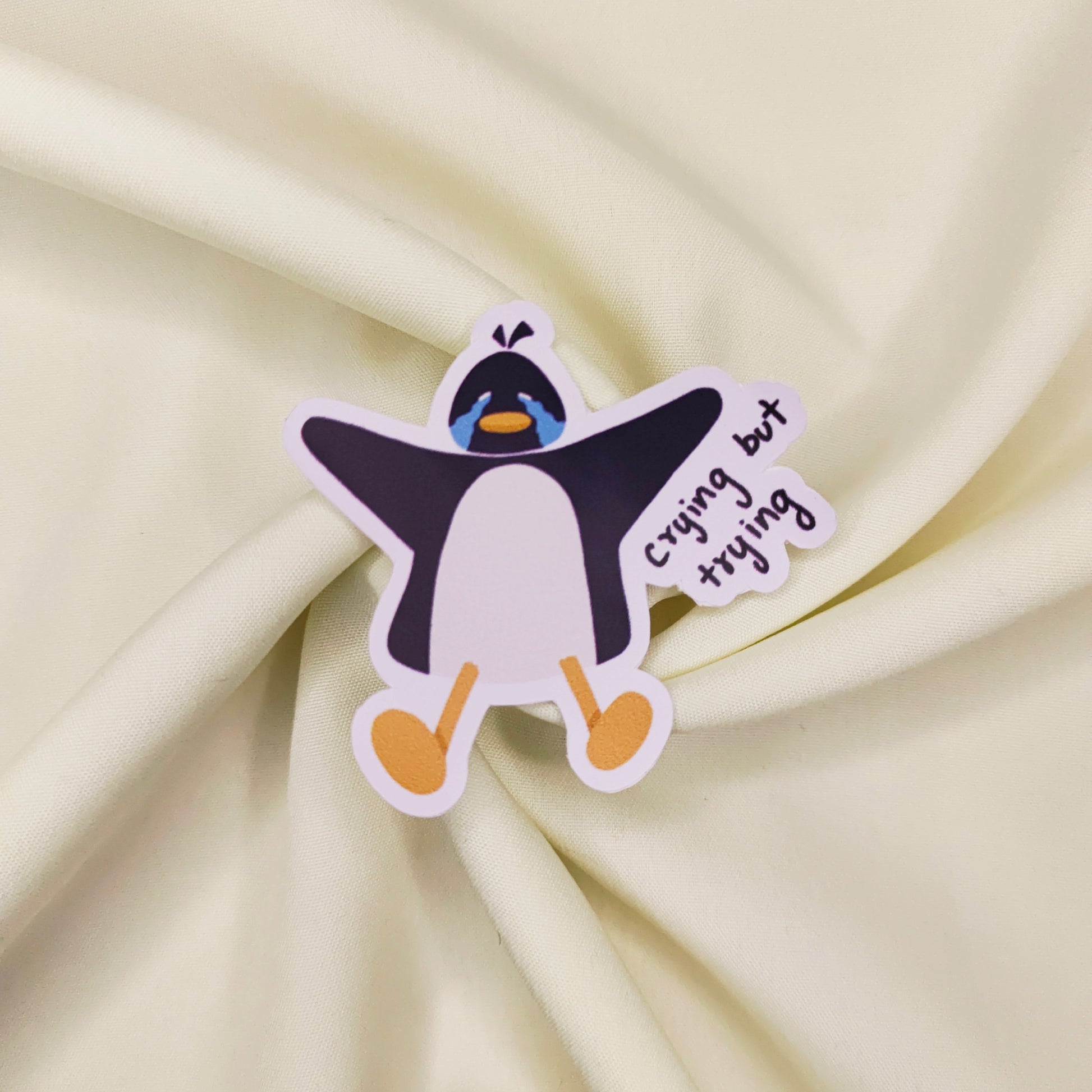 Crying But Trying Sticker